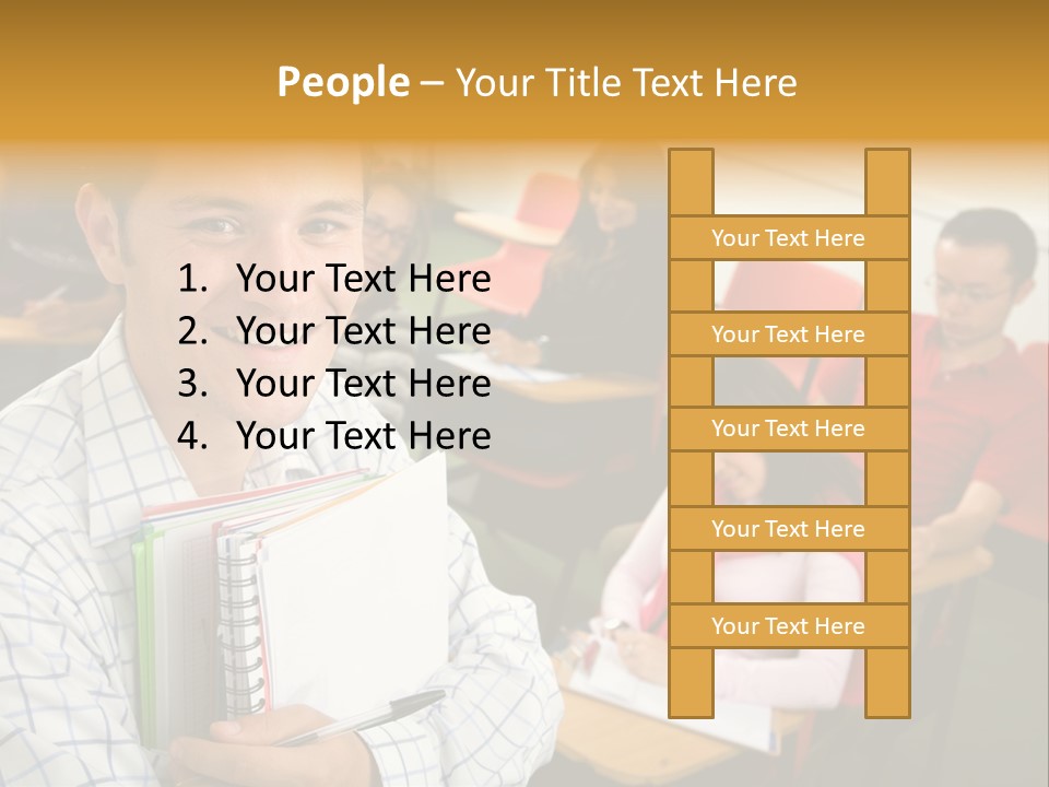 A Man Holding A Book In Front Of A Group Of People PowerPoint Template