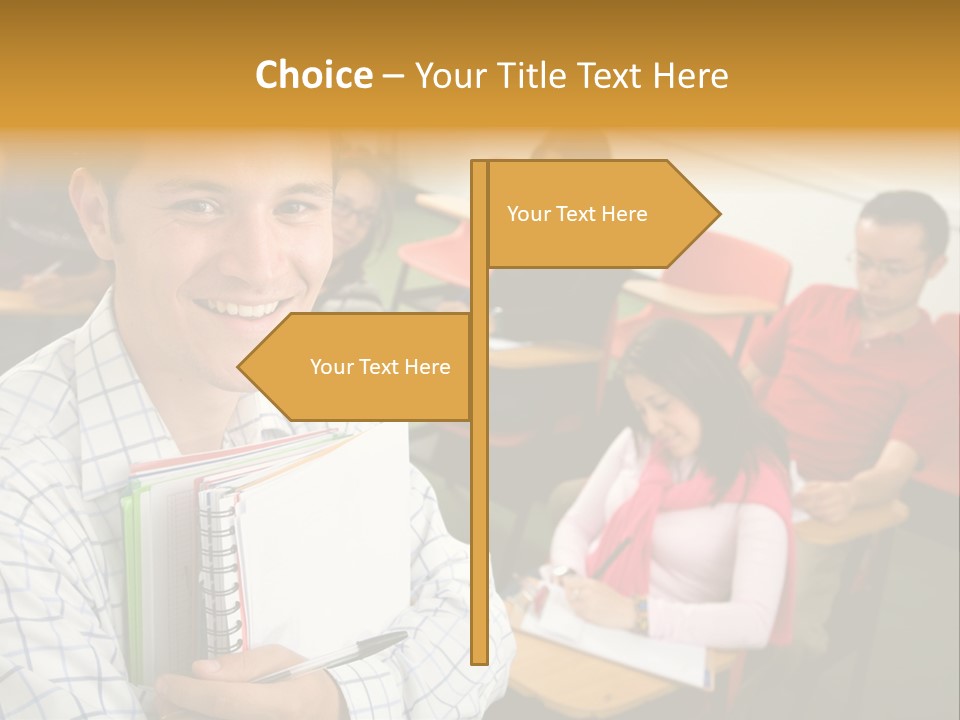 A Man Holding A Book In Front Of A Group Of People PowerPoint Template