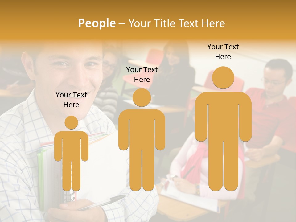 A Man Holding A Book In Front Of A Group Of People PowerPoint Template