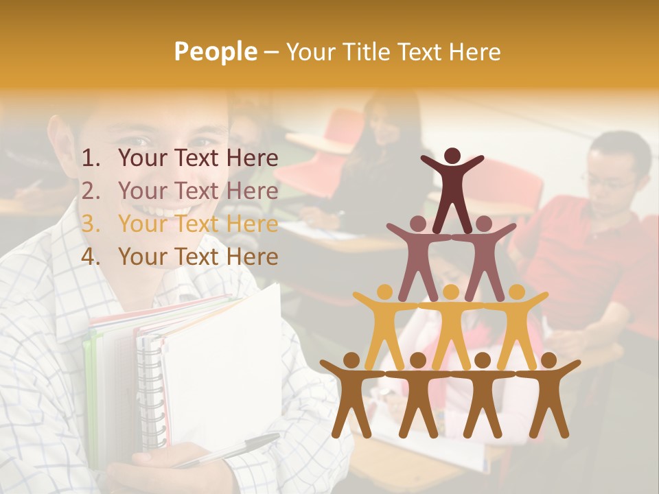 A Man Holding A Book In Front Of A Group Of People PowerPoint Template