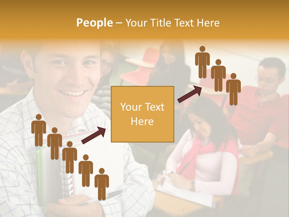 A Man Holding A Book In Front Of A Group Of People PowerPoint Template