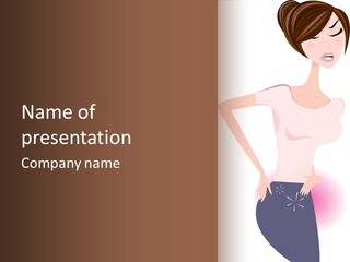 A Woman In A Pink Shirt Is Standing With Her Hands On Her Hips PowerPoint Template