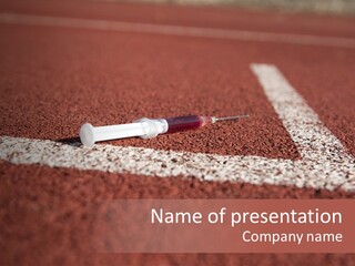 A Blood Dropper Laying On A Tennis Court PowerPoint Template