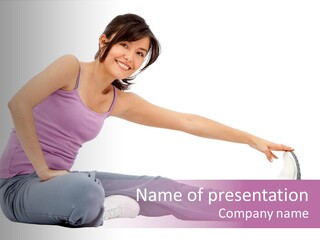 A Woman Sitting On The Ground With Her Arms Out PowerPoint Template