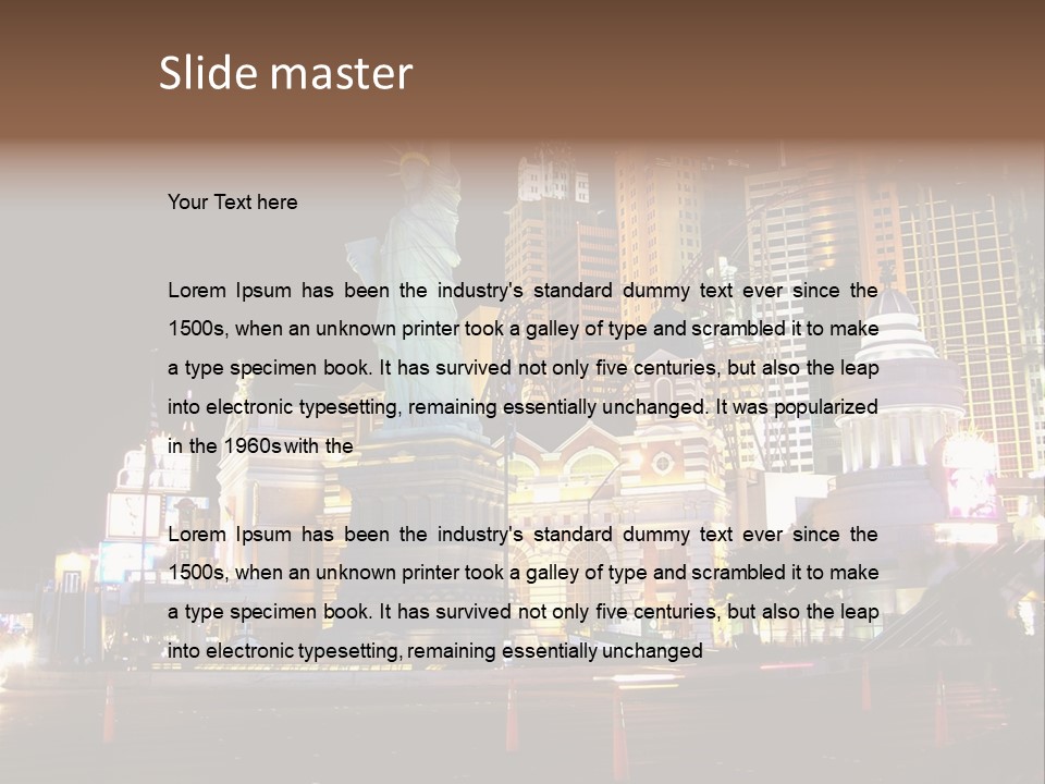 The Statue Of Liberty Is Lit Up At Night PowerPoint Template