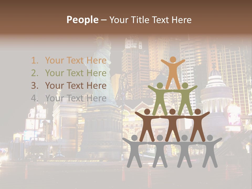 The Statue Of Liberty Is Lit Up At Night PowerPoint Template