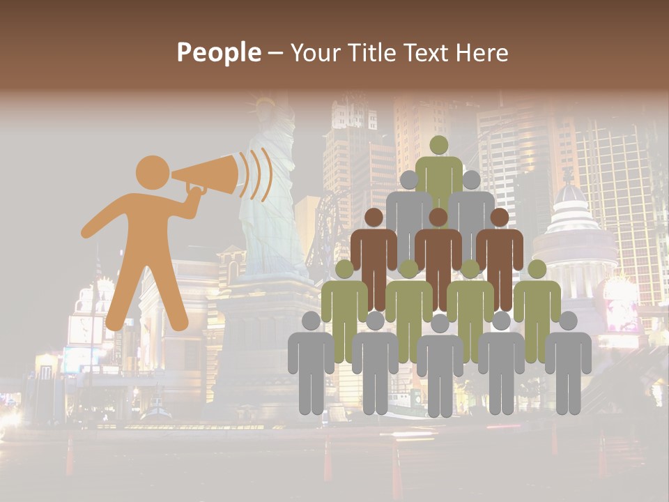 The Statue Of Liberty Is Lit Up At Night PowerPoint Template