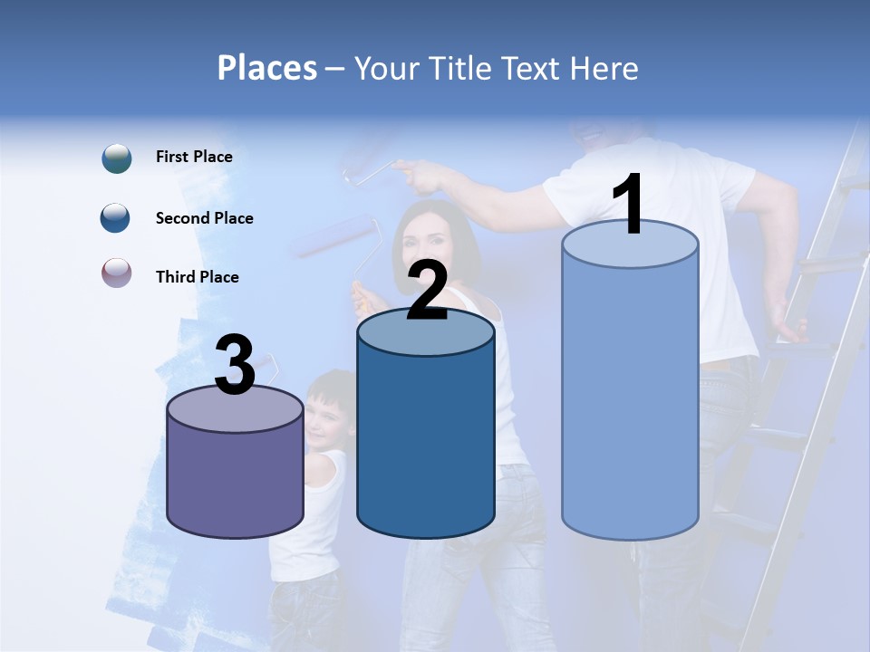 A Man And Woman Painting A Wall With Blue Paint PowerPoint Template