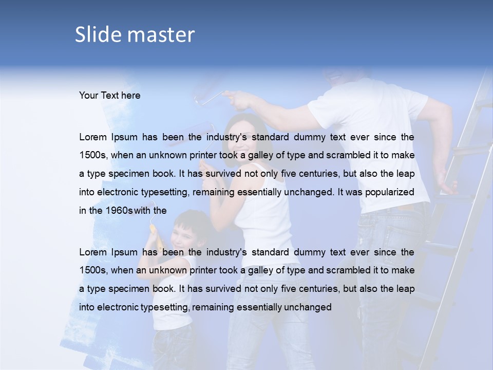 A Man And Woman Painting A Wall With Blue Paint PowerPoint Template