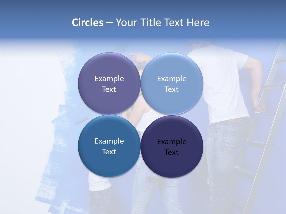 A Man And Woman Painting A Wall With Blue Paint PowerPoint Template