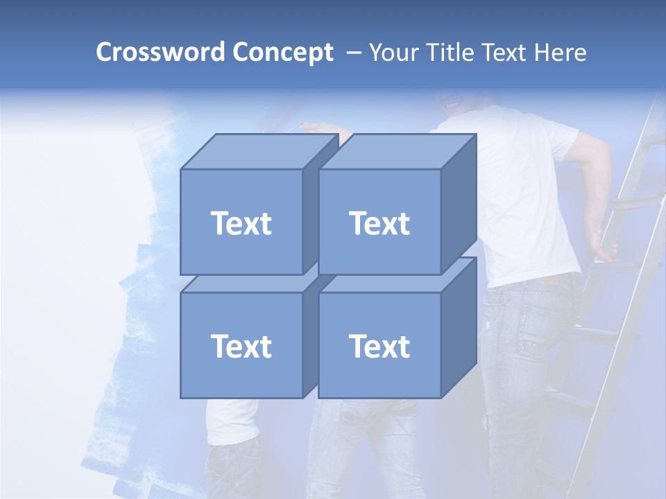 A Man And Woman Painting A Wall With Blue Paint PowerPoint Template