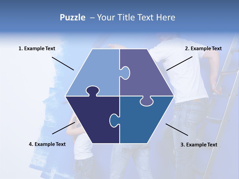 A Man And Woman Painting A Wall With Blue Paint PowerPoint Template