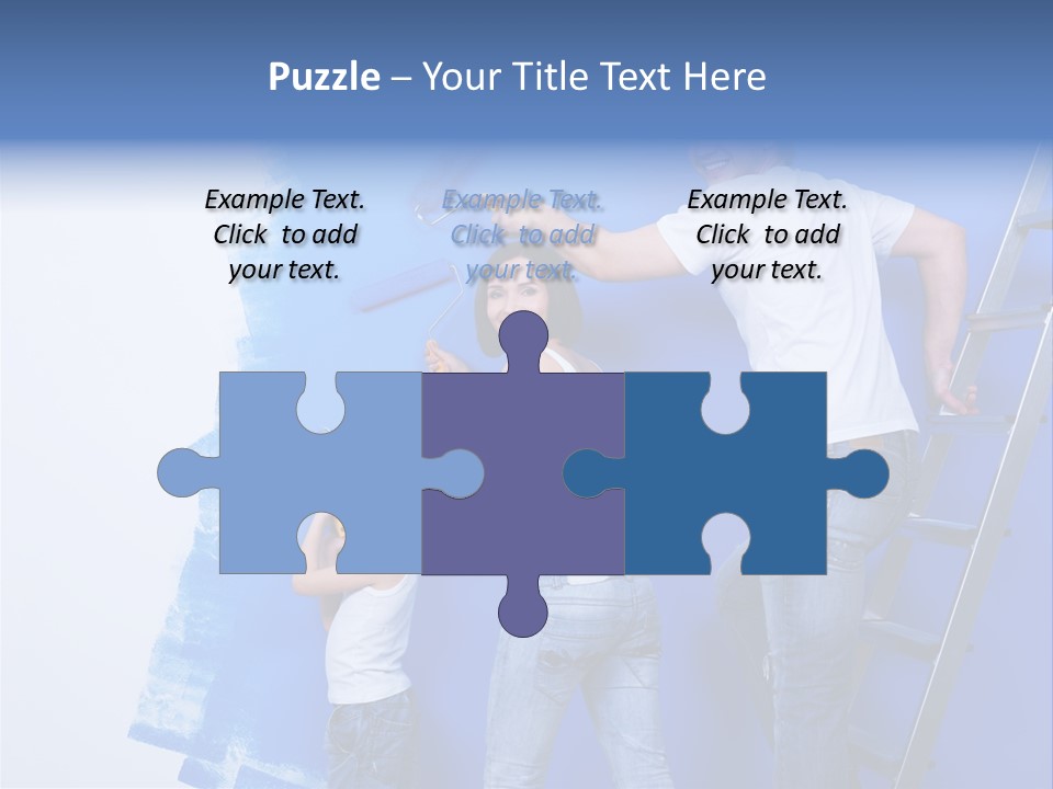 A Man And Woman Painting A Wall With Blue Paint PowerPoint Template