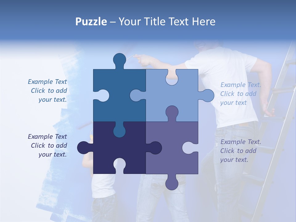 A Man And Woman Painting A Wall With Blue Paint PowerPoint Template