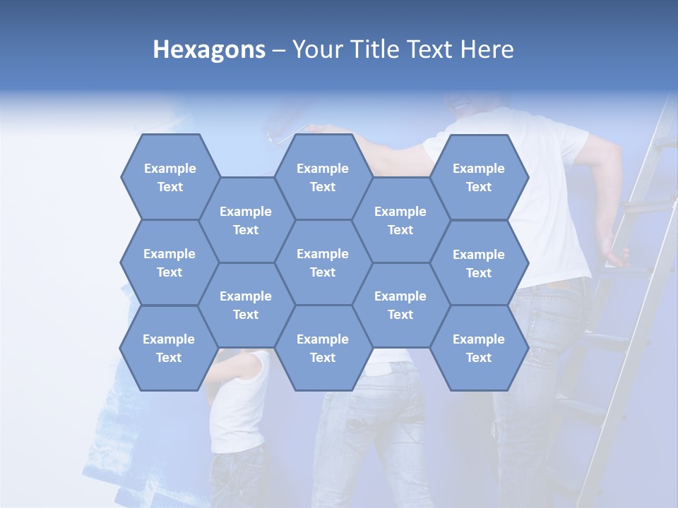 A Man And Woman Painting A Wall With Blue Paint PowerPoint Template