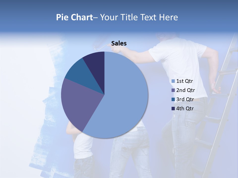 A Man And Woman Painting A Wall With Blue Paint PowerPoint Template