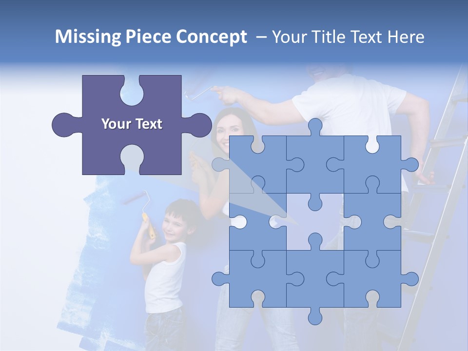 A Man And Woman Painting A Wall With Blue Paint PowerPoint Template