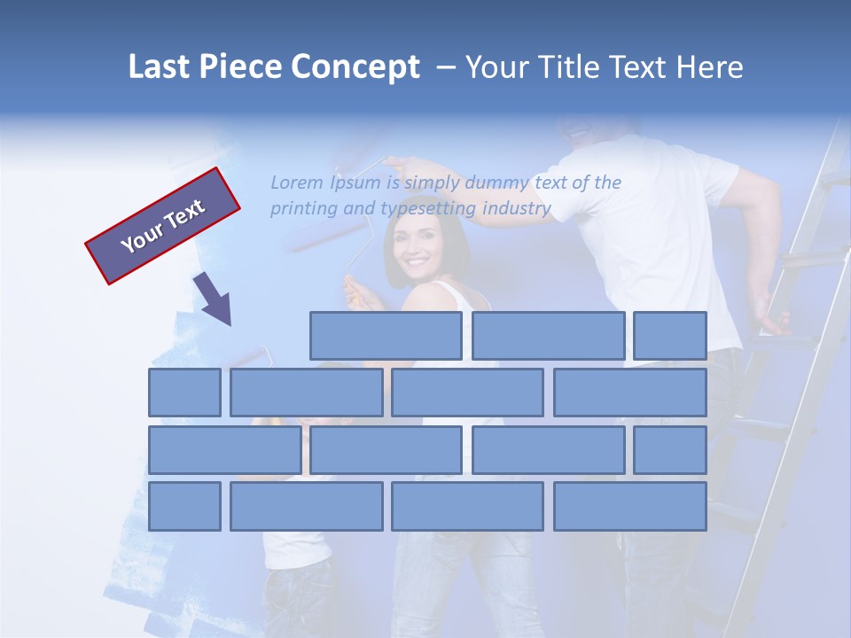 A Man And Woman Painting A Wall With Blue Paint PowerPoint Template