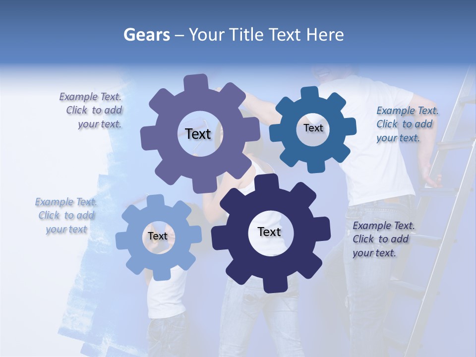 A Man And Woman Painting A Wall With Blue Paint PowerPoint Template