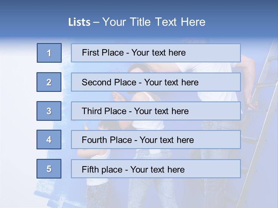 A Man And Woman Painting A Wall With Blue Paint PowerPoint Template