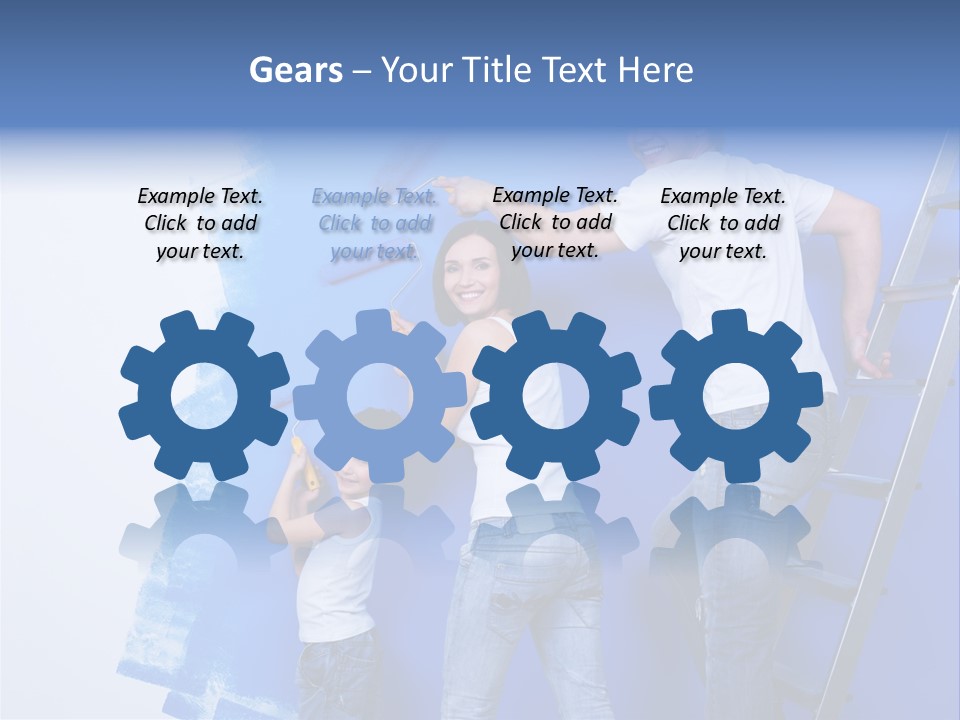 A Man And Woman Painting A Wall With Blue Paint PowerPoint Template