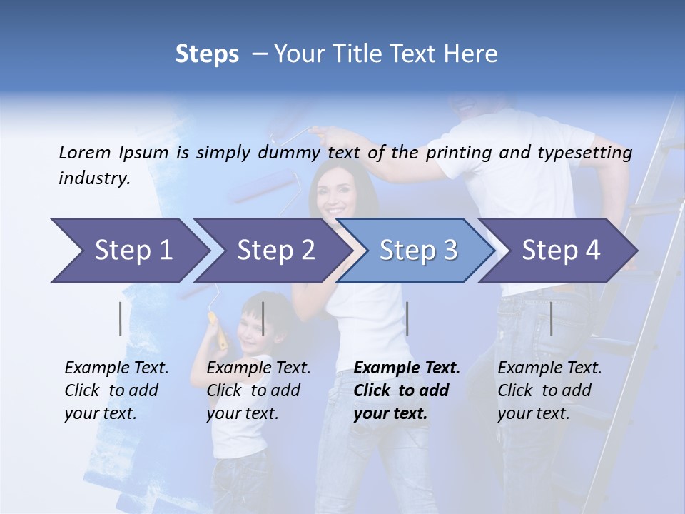 A Man And Woman Painting A Wall With Blue Paint PowerPoint Template