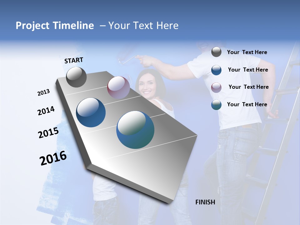 A Man And Woman Painting A Wall With Blue Paint PowerPoint Template