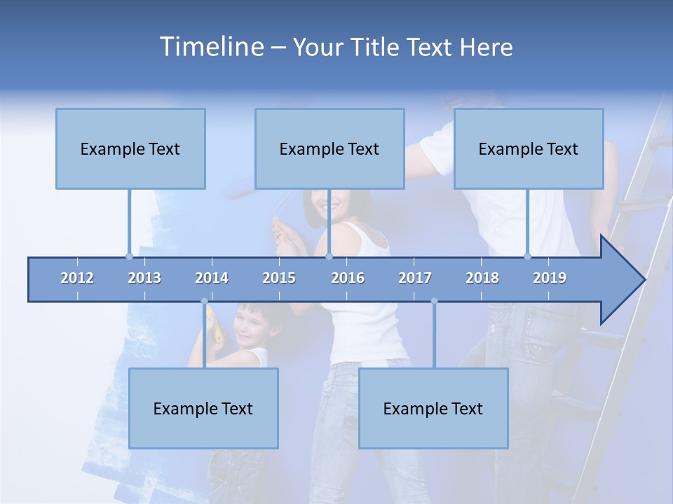 A Man And Woman Painting A Wall With Blue Paint PowerPoint Template