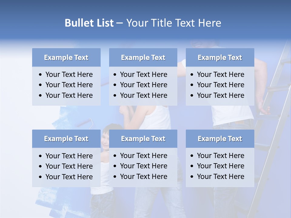 A Man And Woman Painting A Wall With Blue Paint PowerPoint Template