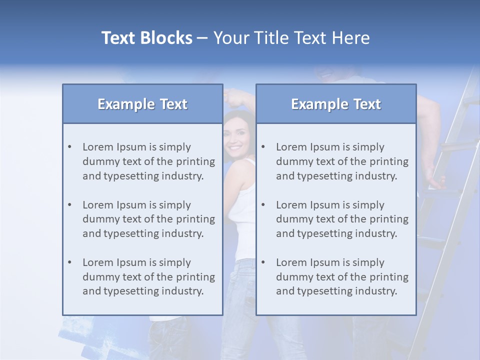 A Man And Woman Painting A Wall With Blue Paint PowerPoint Template