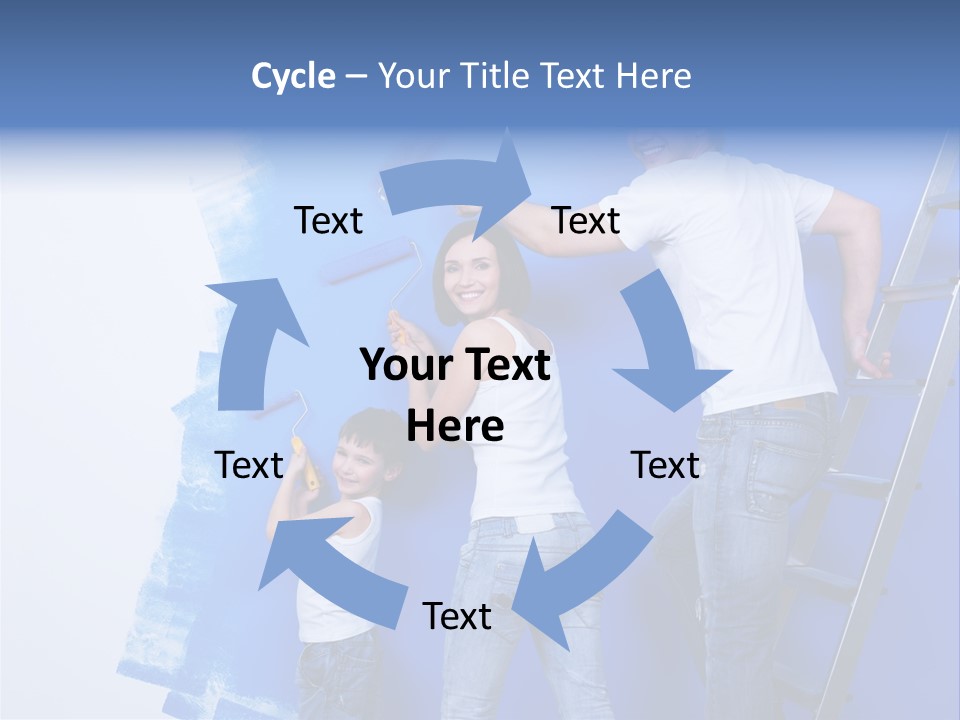 A Man And Woman Painting A Wall With Blue Paint PowerPoint Template