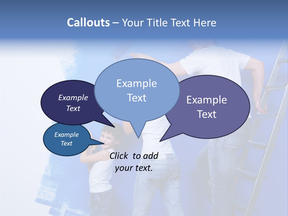 A Man And Woman Painting A Wall With Blue Paint PowerPoint Template