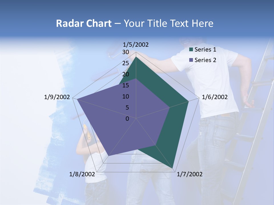 A Man And Woman Painting A Wall With Blue Paint PowerPoint Template