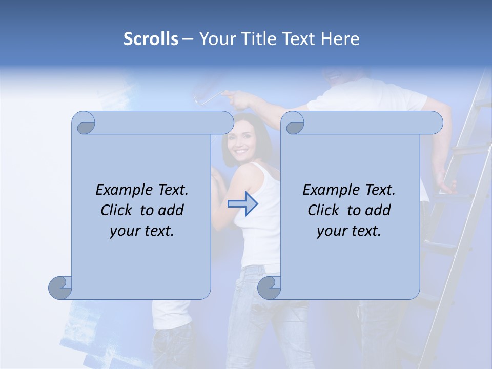 A Man And Woman Painting A Wall With Blue Paint PowerPoint Template