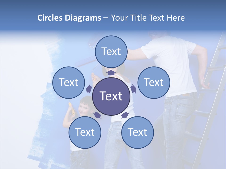 A Man And Woman Painting A Wall With Blue Paint PowerPoint Template