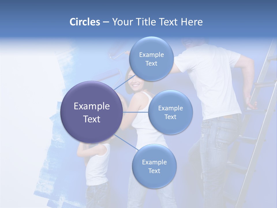 A Man And Woman Painting A Wall With Blue Paint PowerPoint Template