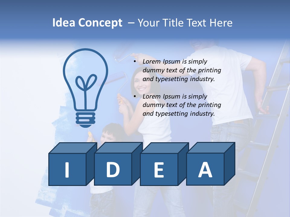 A Man And Woman Painting A Wall With Blue Paint PowerPoint Template