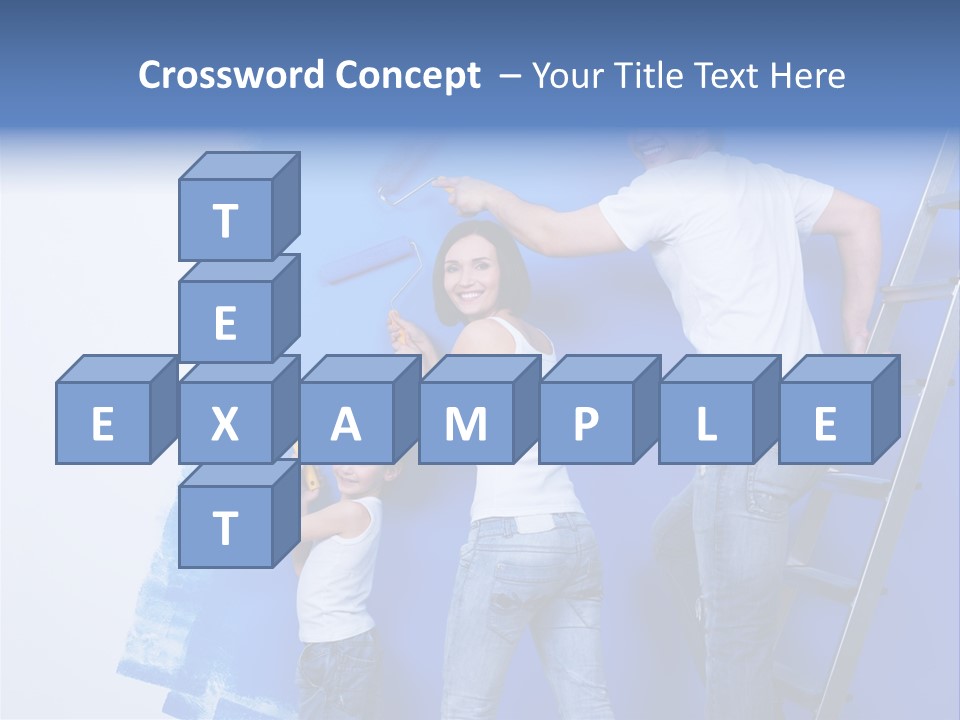 A Man And Woman Painting A Wall With Blue Paint PowerPoint Template