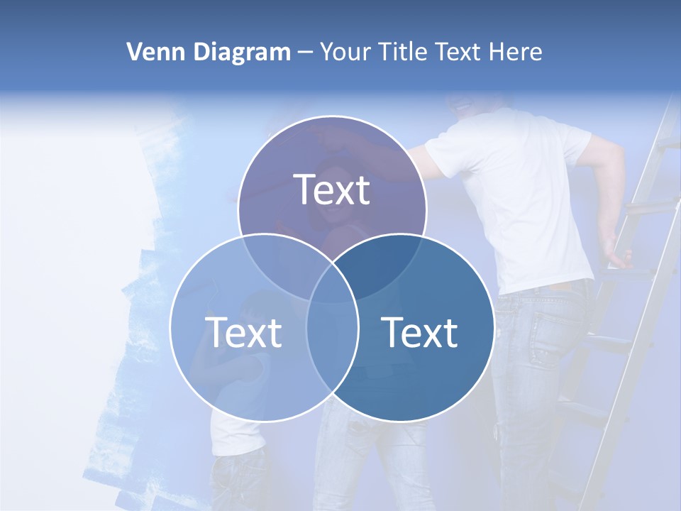 A Man And Woman Painting A Wall With Blue Paint PowerPoint Template