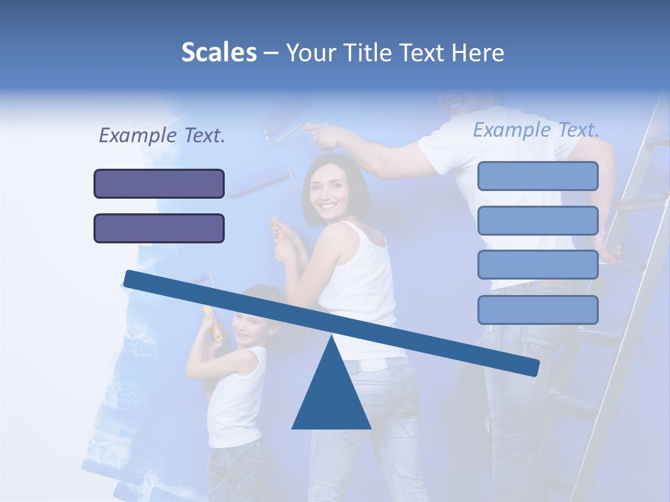 A Man And Woman Painting A Wall With Blue Paint PowerPoint Template