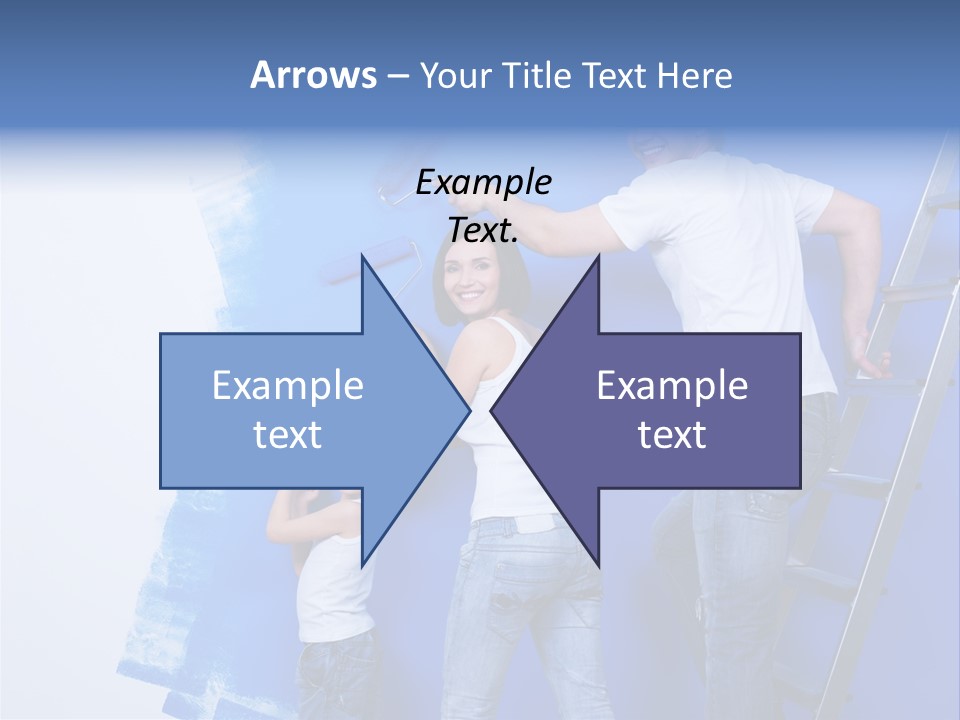 A Man And Woman Painting A Wall With Blue Paint PowerPoint Template