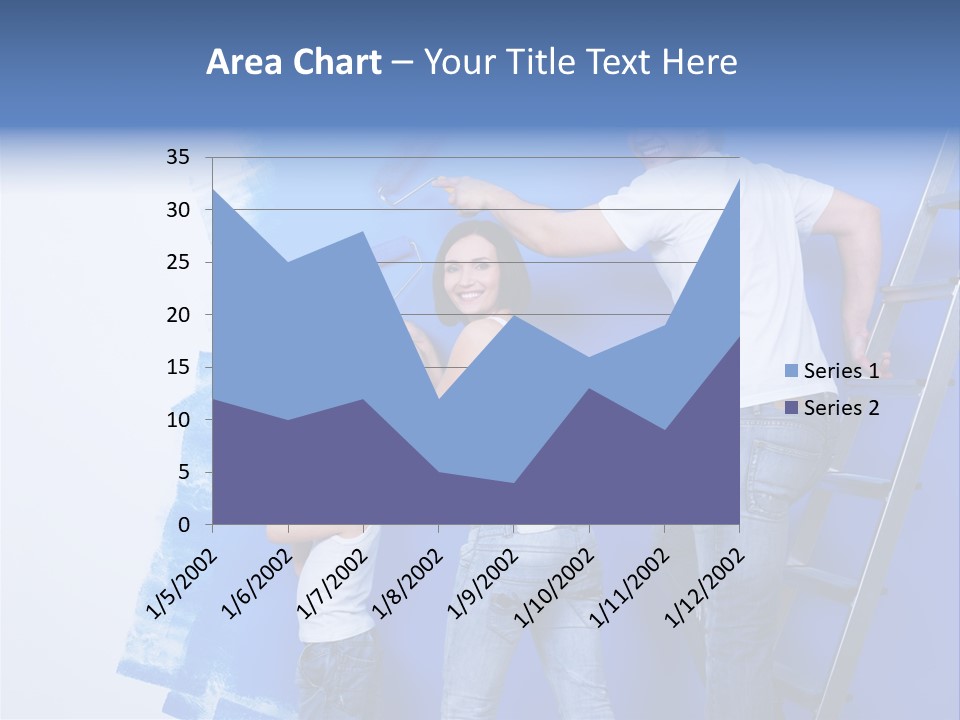 A Man And Woman Painting A Wall With Blue Paint PowerPoint Template
