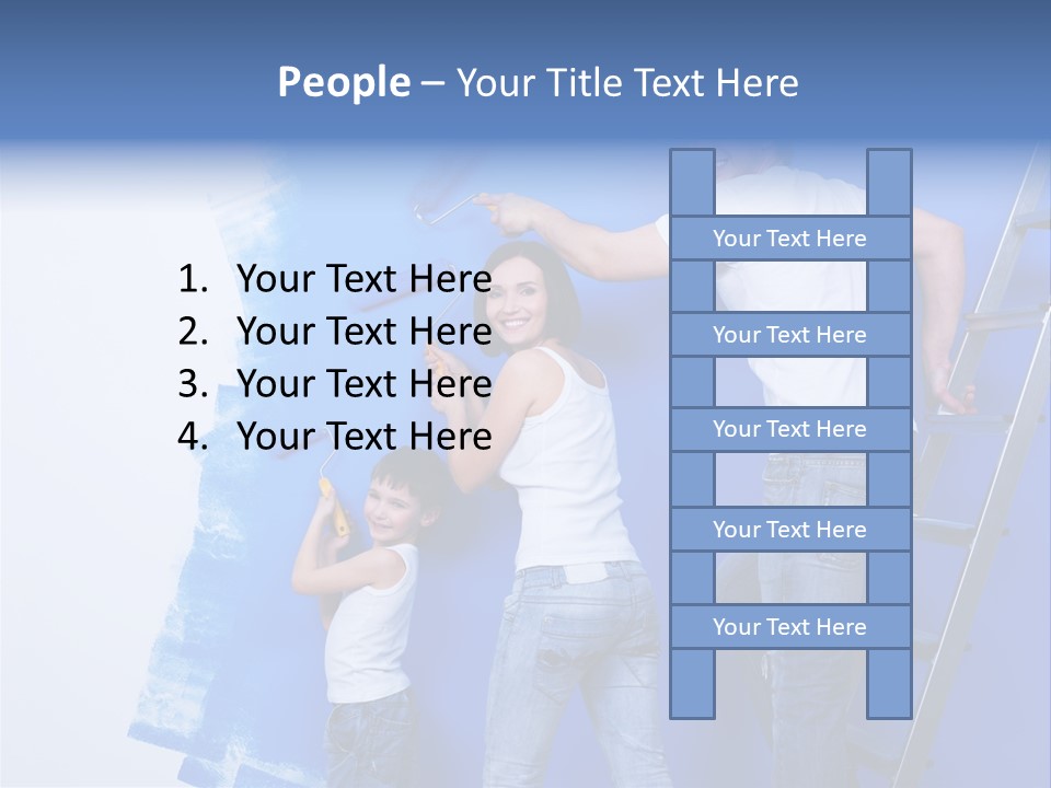 A Man And Woman Painting A Wall With Blue Paint PowerPoint Template