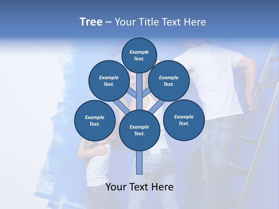 A Man And Woman Painting A Wall With Blue Paint PowerPoint Template