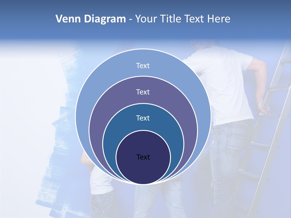 A Man And Woman Painting A Wall With Blue Paint PowerPoint Template