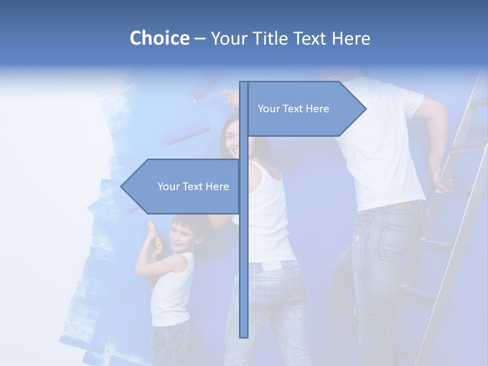 A Man And Woman Painting A Wall With Blue Paint PowerPoint Template