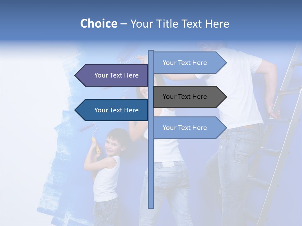 A Man And Woman Painting A Wall With Blue Paint PowerPoint Template