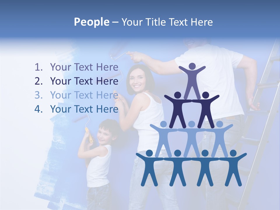 A Man And Woman Painting A Wall With Blue Paint PowerPoint Template