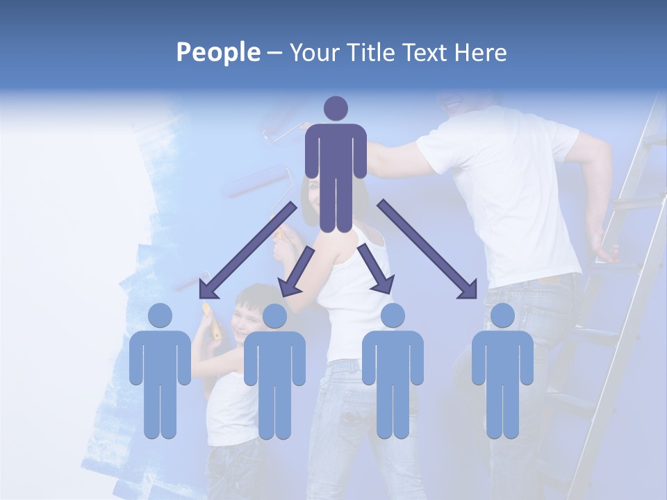 A Man And Woman Painting A Wall With Blue Paint PowerPoint Template