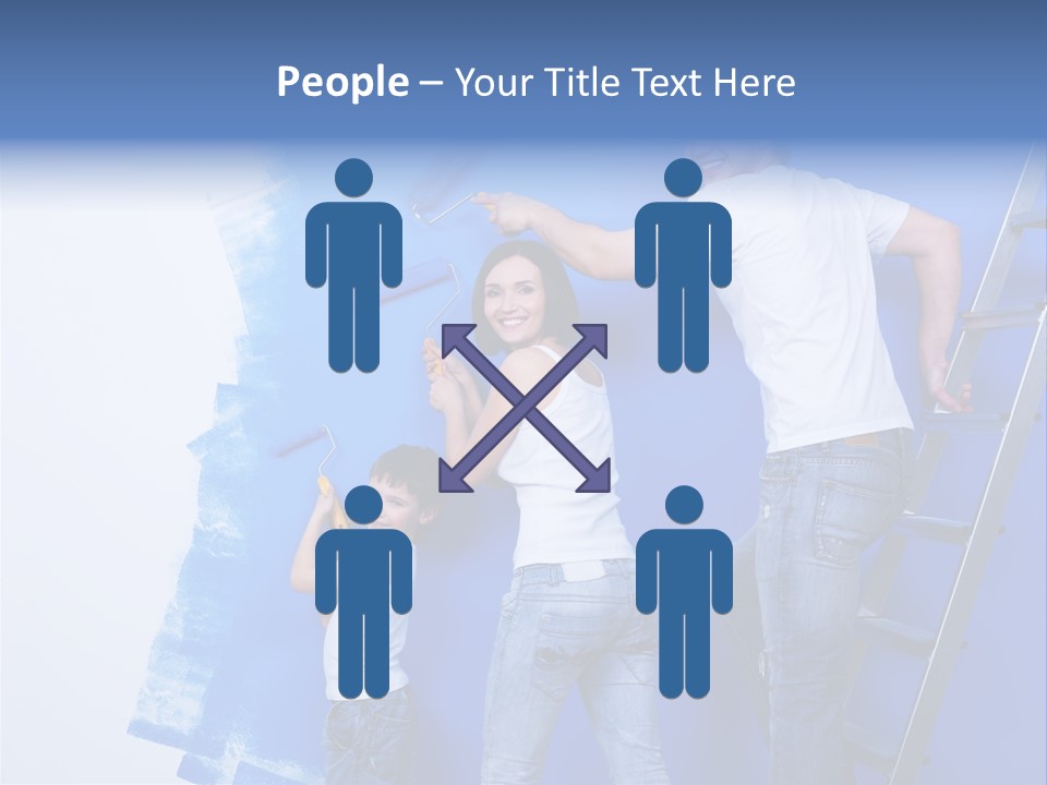 A Man And Woman Painting A Wall With Blue Paint PowerPoint Template